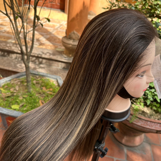 Wig HD Lace Highlight Color With Density 180_ Including 1 Closure+3 Bundle (Premade Wig)